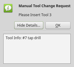 Tool Change Dialog