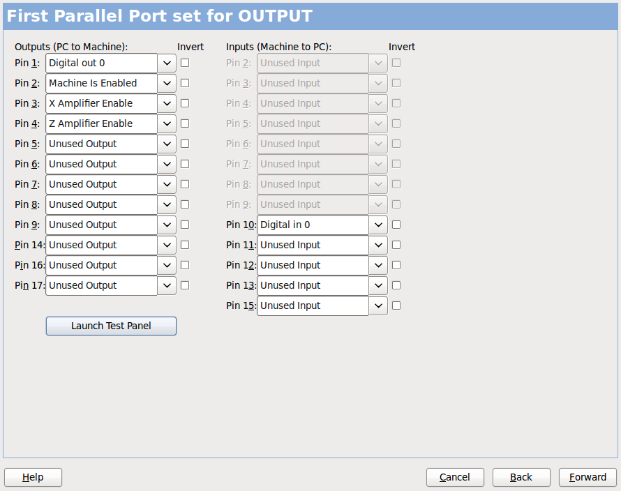 Parport configuration