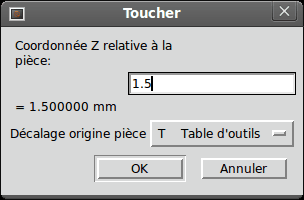 Toucher et table d'outils