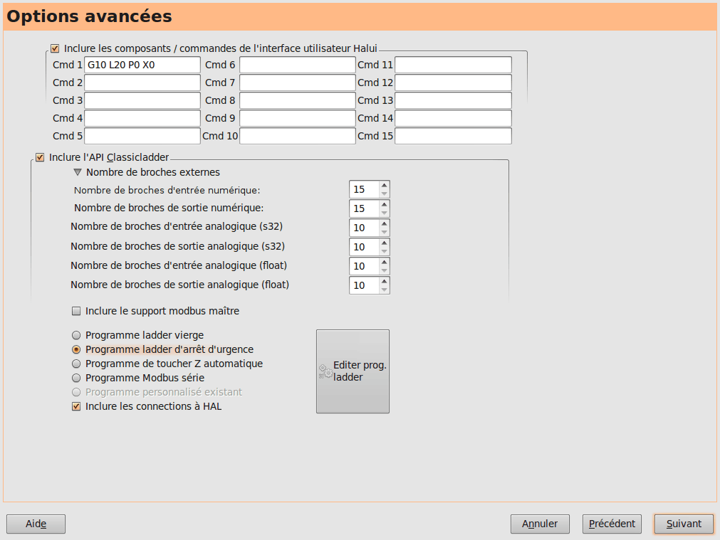 Options avancées