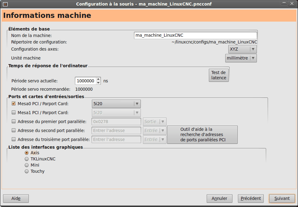 Informations machine