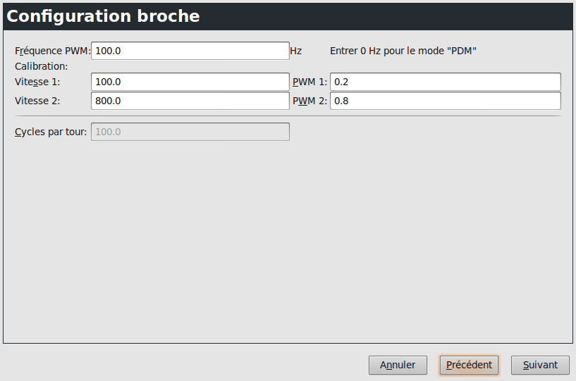 Page configuration de la broche