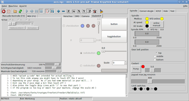 GladeVCP with Axis